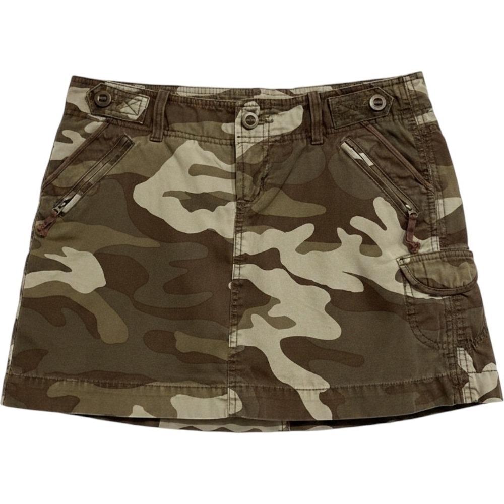 GAP Camo Cargo Mini Skirt Womens 4 Green Brown Y2K Low Rise Utility Military